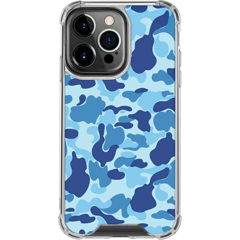 Light Blue Street Camo iPhone 16 Pro Clear Case